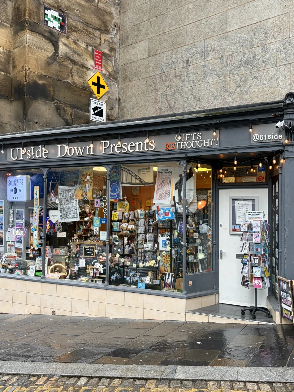 The exterior of UpSide Down Presents Gift Shop