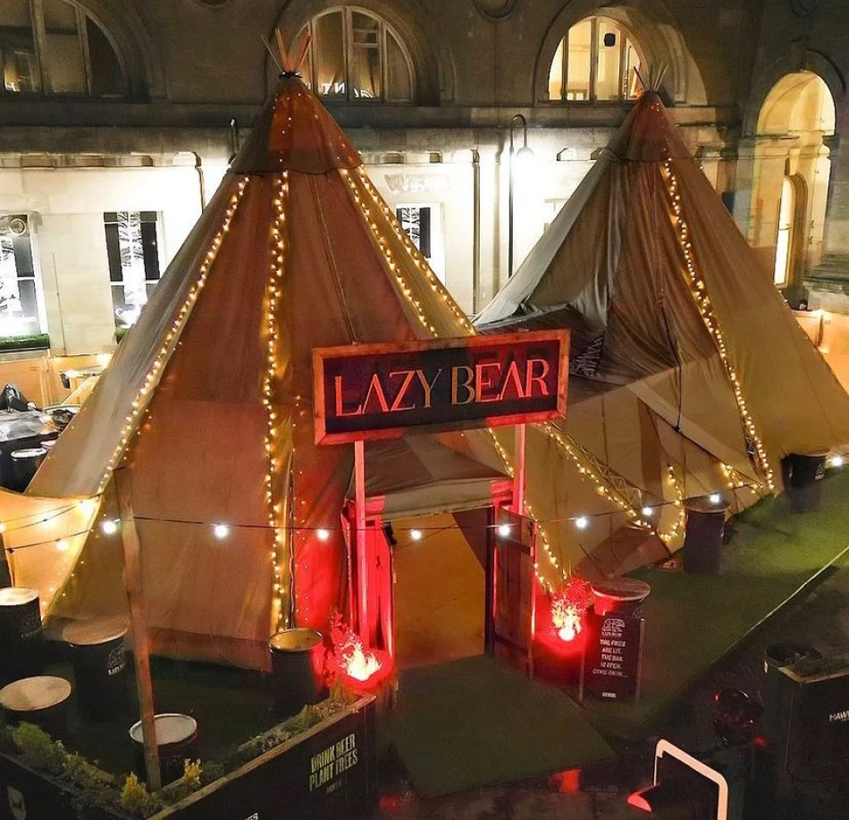 The Lazy Bear tipi at Central Station, Newcastle