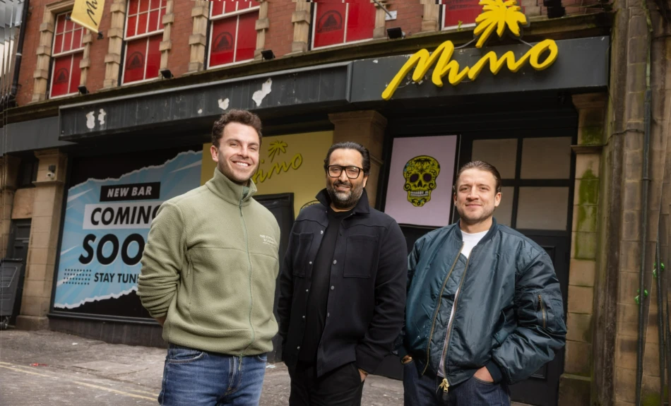 Rob Clarkson (Market Shaker Group), Alok Loomba (Sintons) and Tom Byron (Market Shaker Group) outside Mimo's