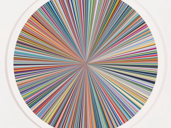 Rachael Clewlow, Colour Register #1, 2021, Acrylic and Silver point on board,120cm Diameter