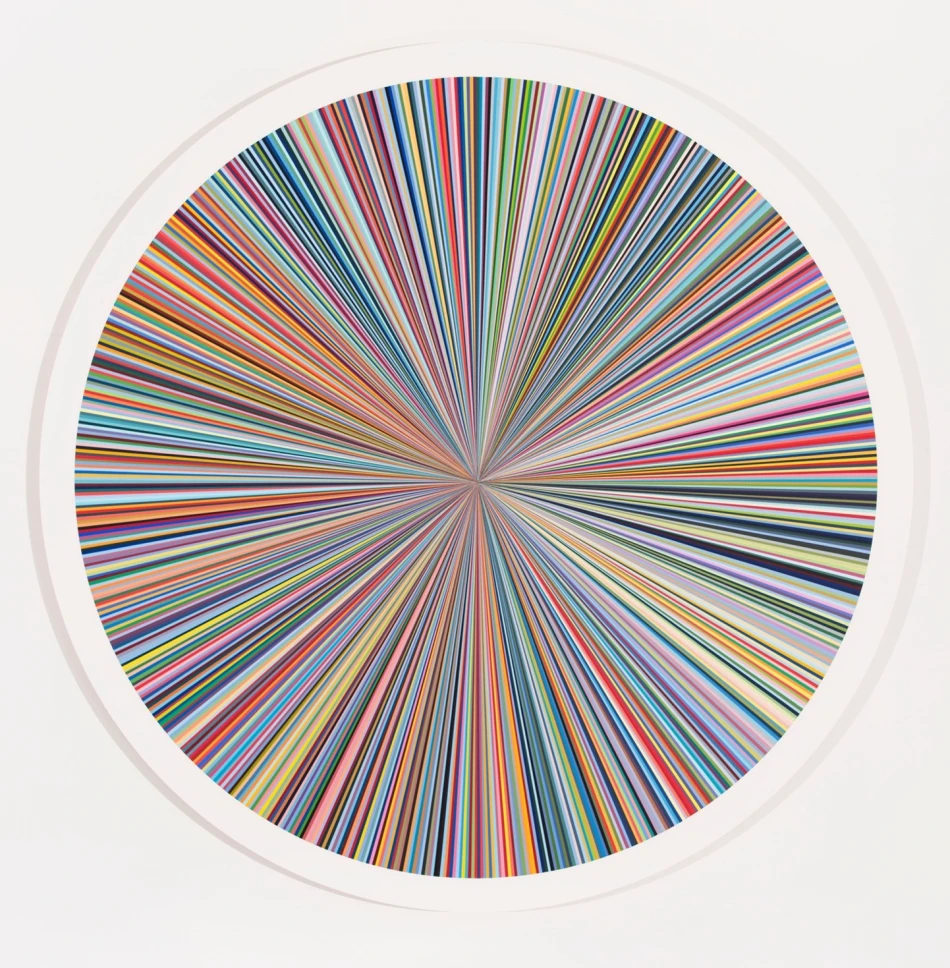 Rachael Clewlow, Colour Register #1, 2021, Acrylic and Silver point on board,120cm Diameter