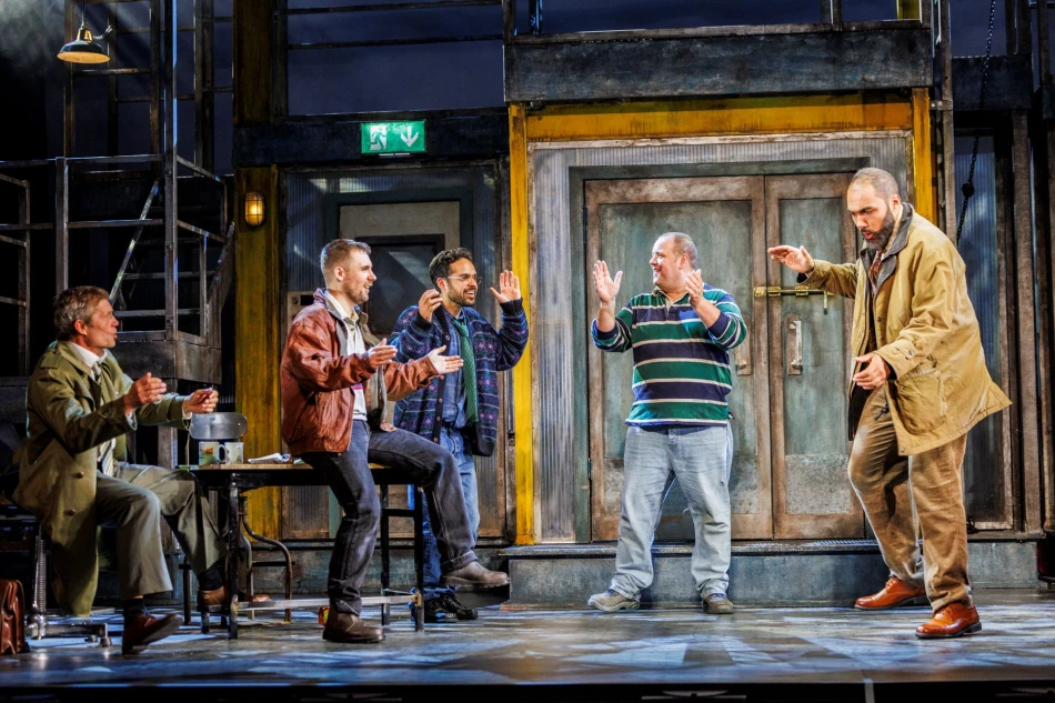 THE FULL MONTY. Bill Ward, Danny Hatchard, Nicholas Prasad, Neil Hurst and Leyon Stolz-Hunter. Photo Ellie Kurttz