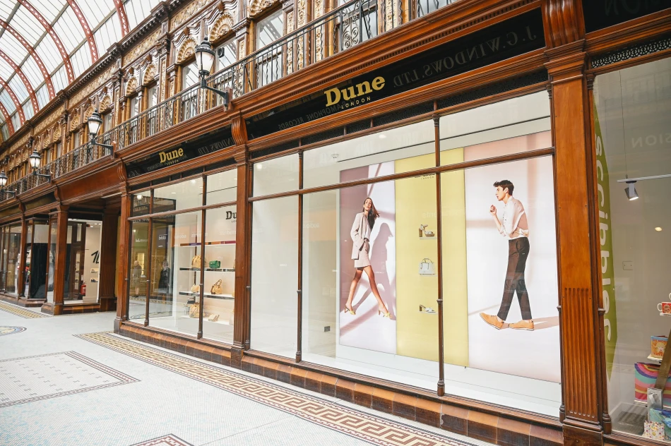 The exterior of Dune London in Newcastle's Central Arcade